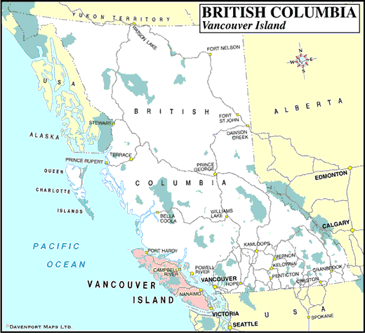 vancouver karta Map of British Columbia – British Columbia Travel and Adventure  vancouver karta