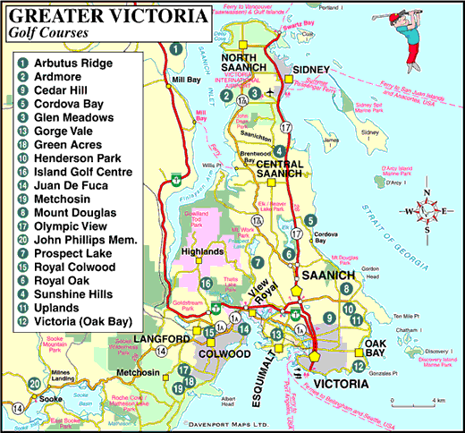 Map Of Victoria Bc Map Of Golf Courses In Greater Victoria – Vancouver Island News, Events,  Travel, Accommodation, Adventure, Vacations