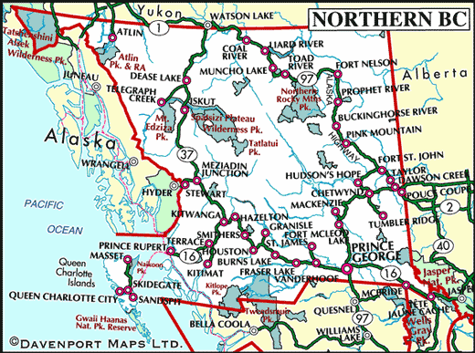 Map of Northern BC, Canada
