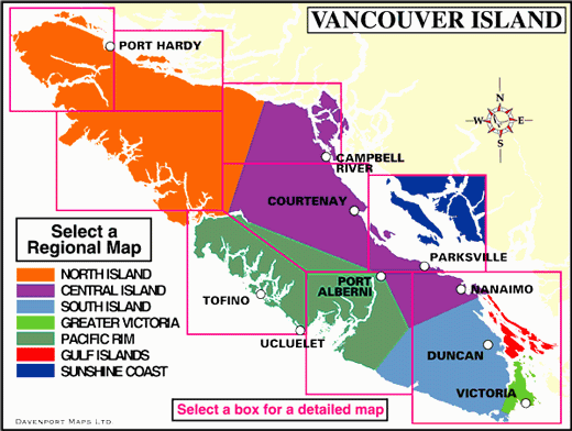 Central Vancouver Island Map Map Of Vancouver Island Regions – British Columbia Travel And Adventure  Vacations