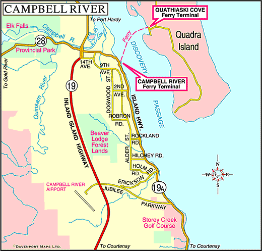 Map of Campbell River, Vancouver Island, BC, Canada