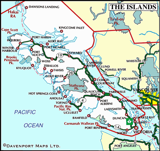 Map of Vancouver Island, BC, Canada