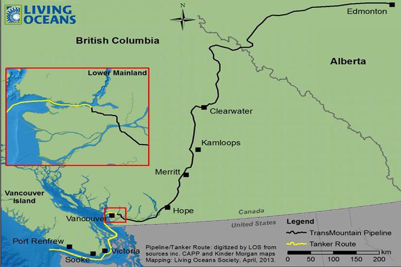 kinder morgan pipeline costs rise by over one billion dollars map - British Columbia