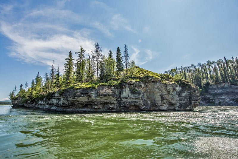 One of the Peace River Islands, an important calving ground for ungulates in Peace-Boudreau, Northern British Columbia. Photo: Tristan Brand.