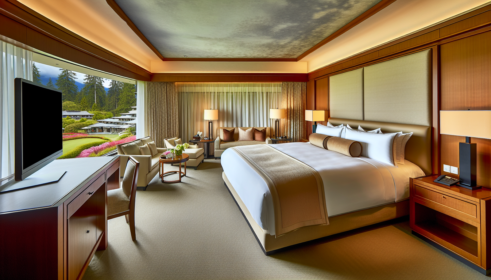 Luxurious deluxe suite with garden view at Harrison Hot Spring Resort & Spa