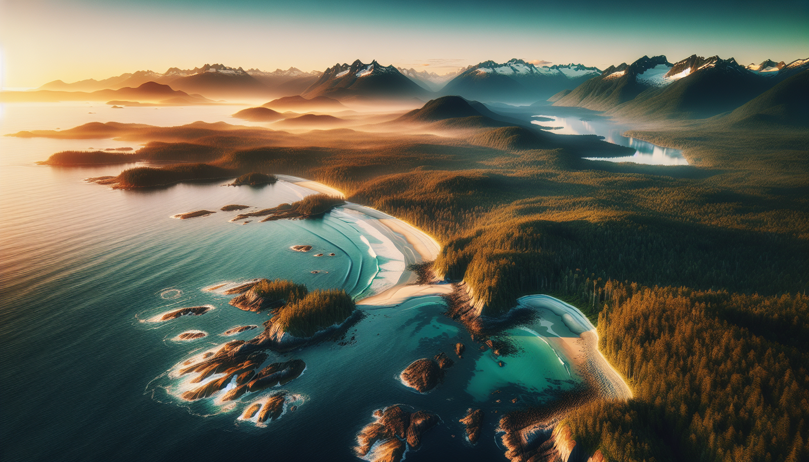 Aerial view of British Columbia's coastline