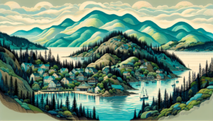 Illustration of Salt Spring Island's scenic landscape and artistic community