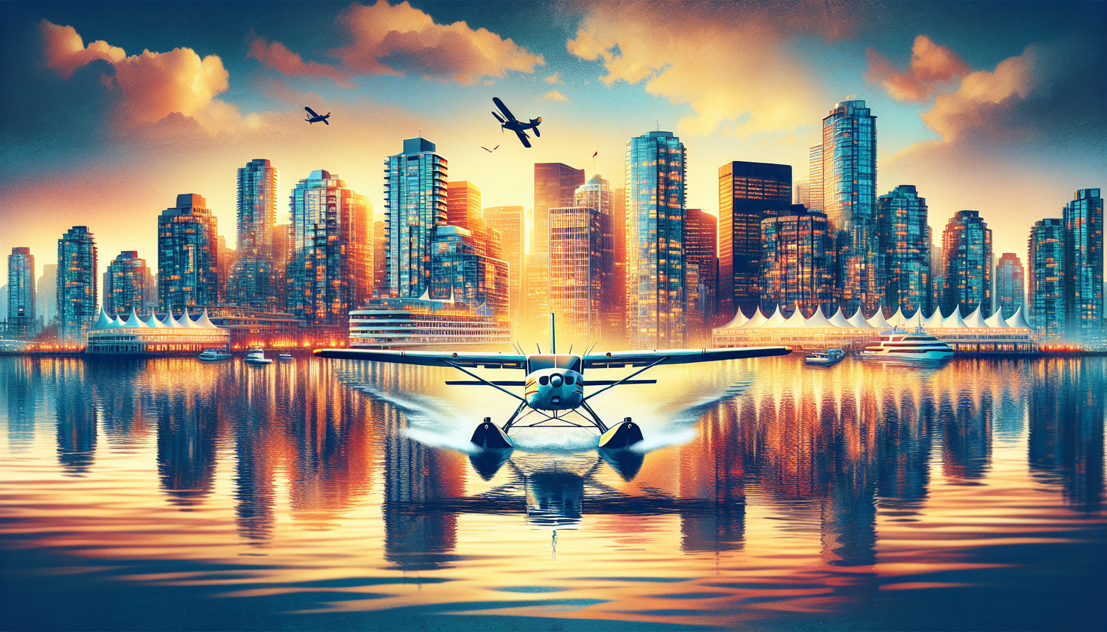 Harbour Air seaplane taking off from Vancouver Harbour