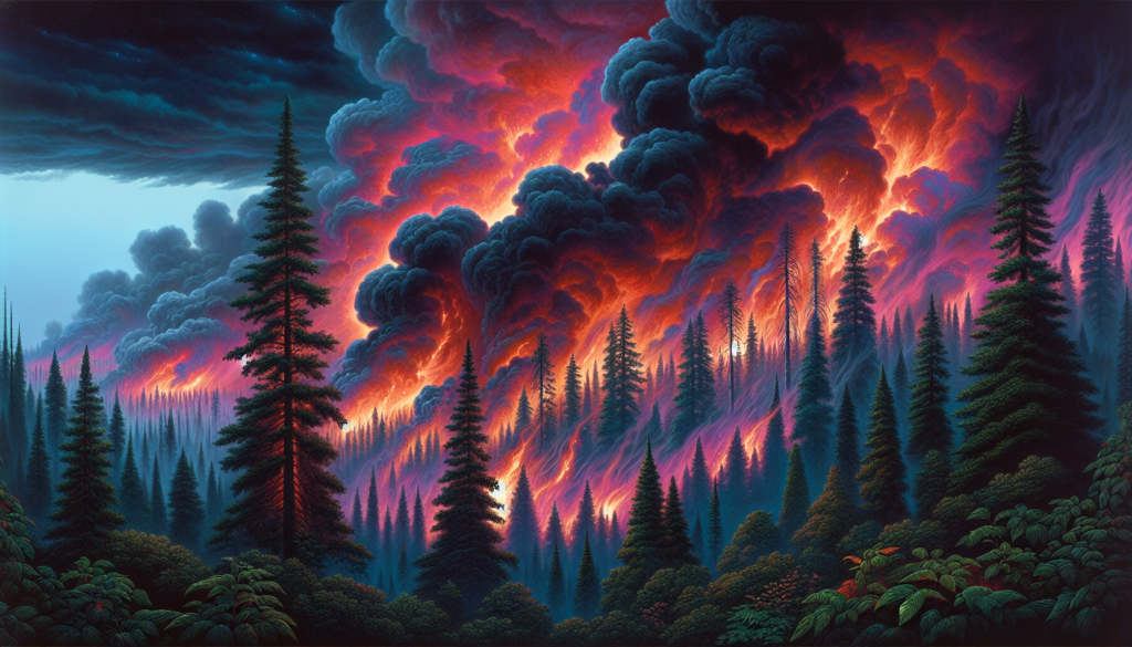 Illustration of a wildfire in British Columbia