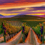 Vineyards in Okanagan Valley at sunset
