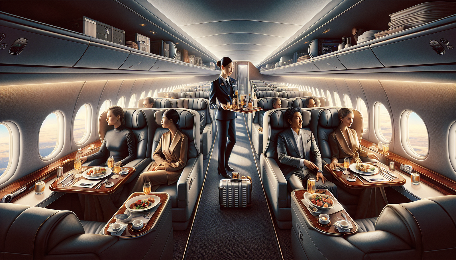 Passengers enjoying the amenities in a charter flight