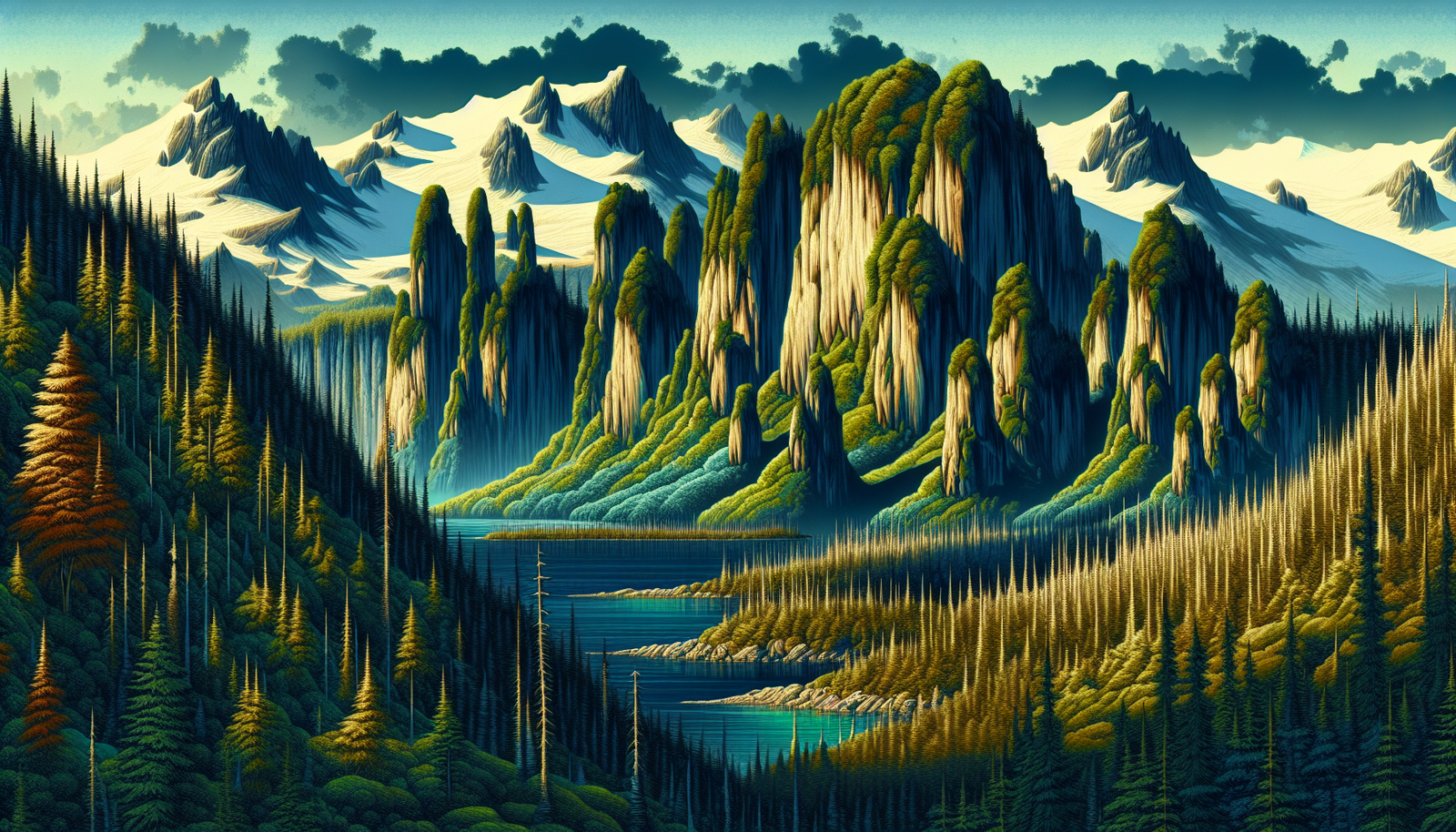 Illustration of Texada Island's unique geological formations and forested interior