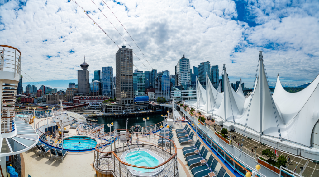 Canada Place cruise terminal, view from a cruise ship