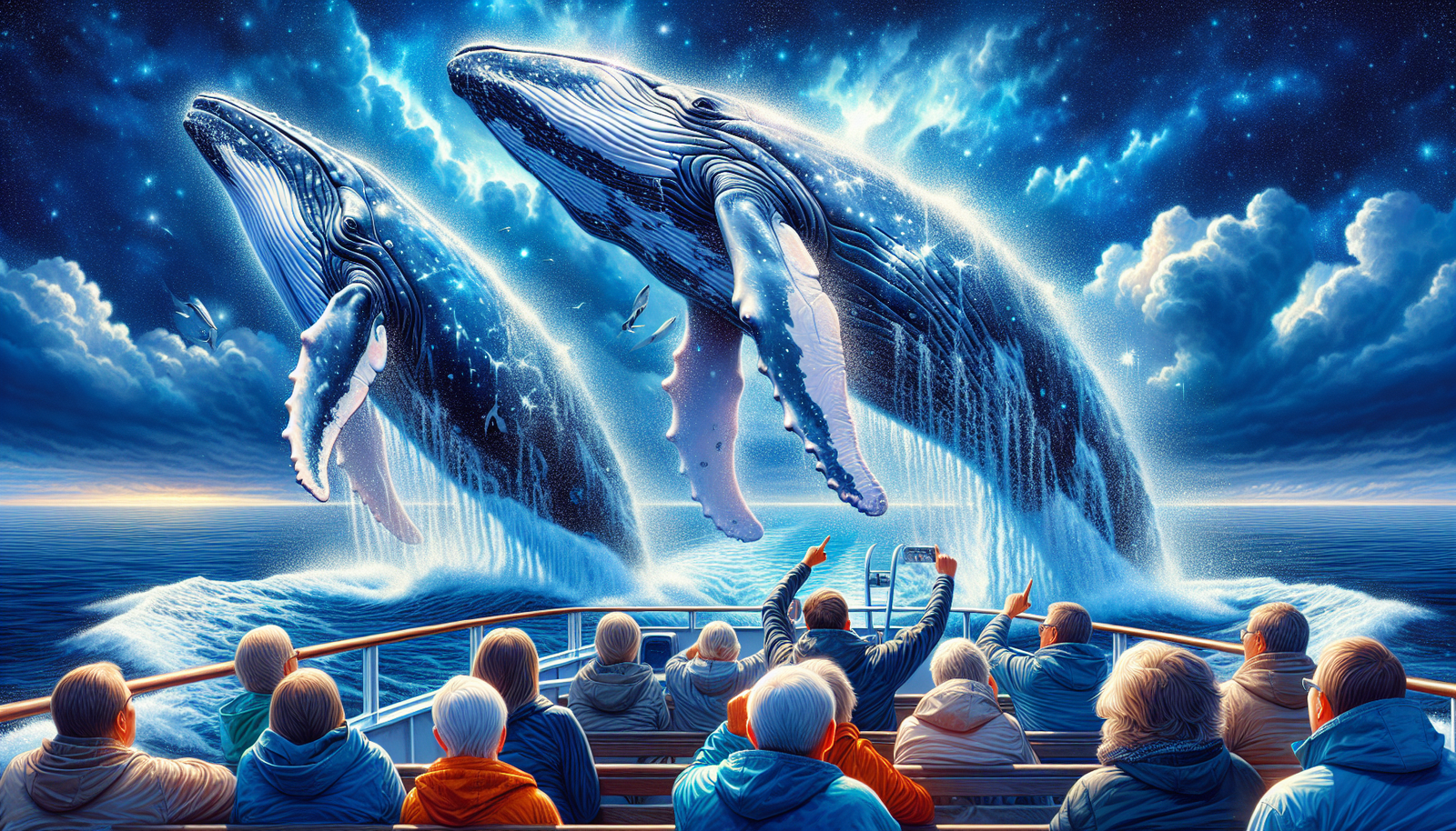 Majestic whales in the ocean