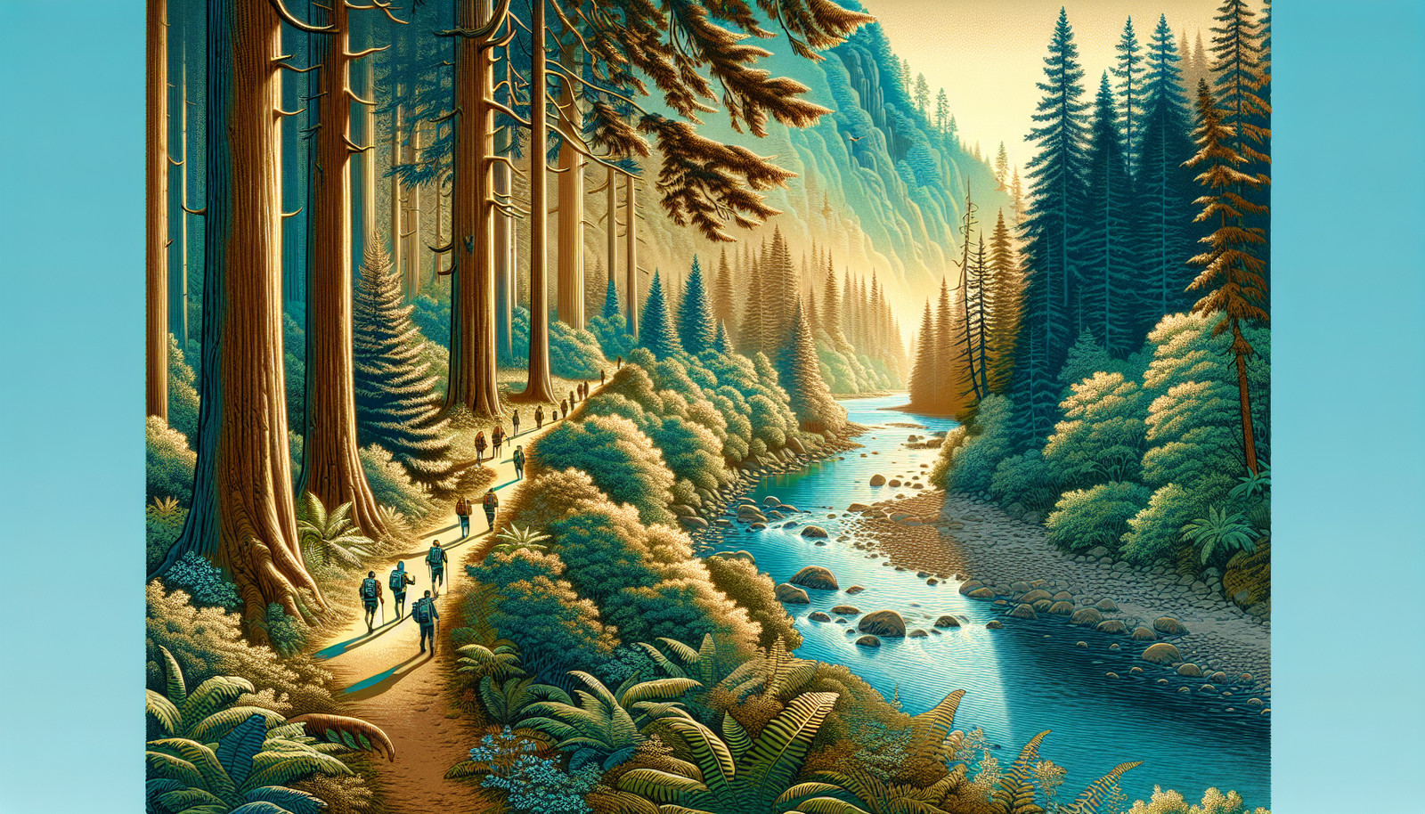 Illustration of Cowichan River Provincial Park's scenic hiking trails