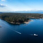 An aerial shot of Newcastle Island near Nanaimo, Vancouver Island, Canada