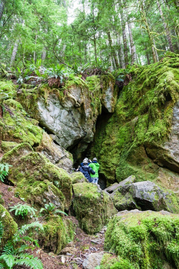 A cave opening at Horne Lake Caves Provincial Park on Vancouver Island's Qualicum Beach.