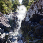 Steaming thermal waters at Hot Springs Cove near Tofino