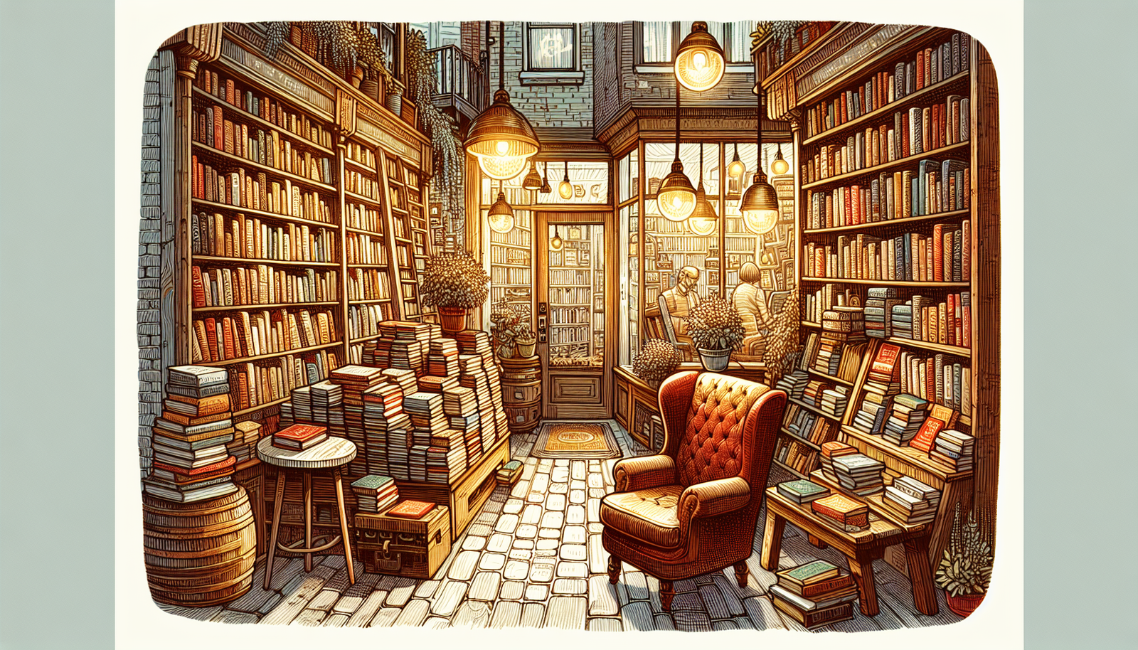 Illustration of a cozy bookshop in Vancouver