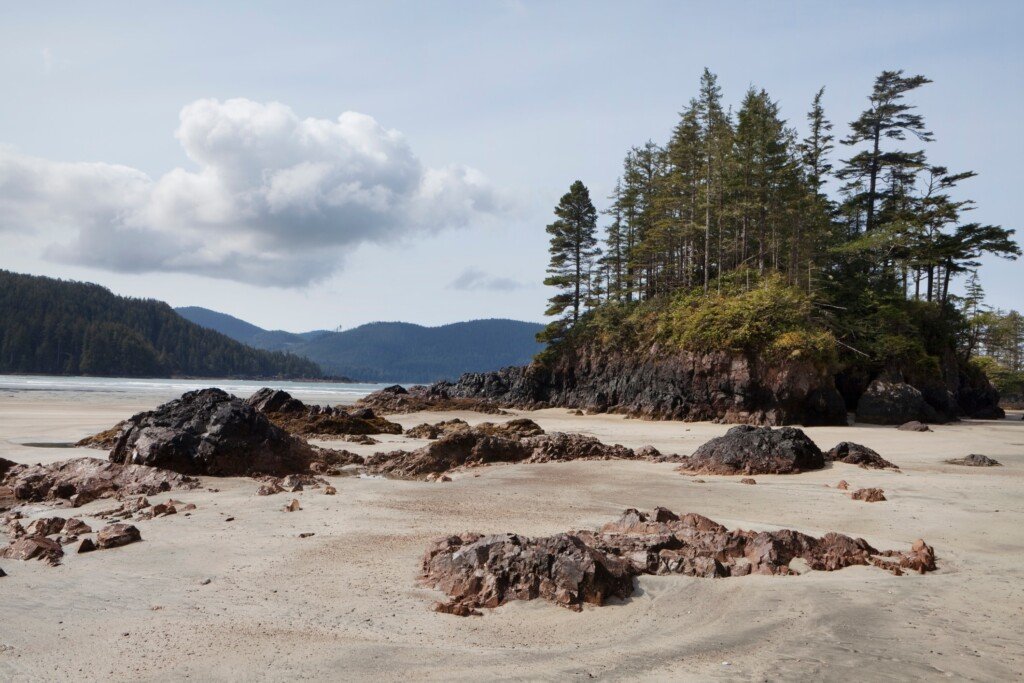 Beach view of Cape Scott Provincial Park on the Northwest Coast of Vancouver Island.