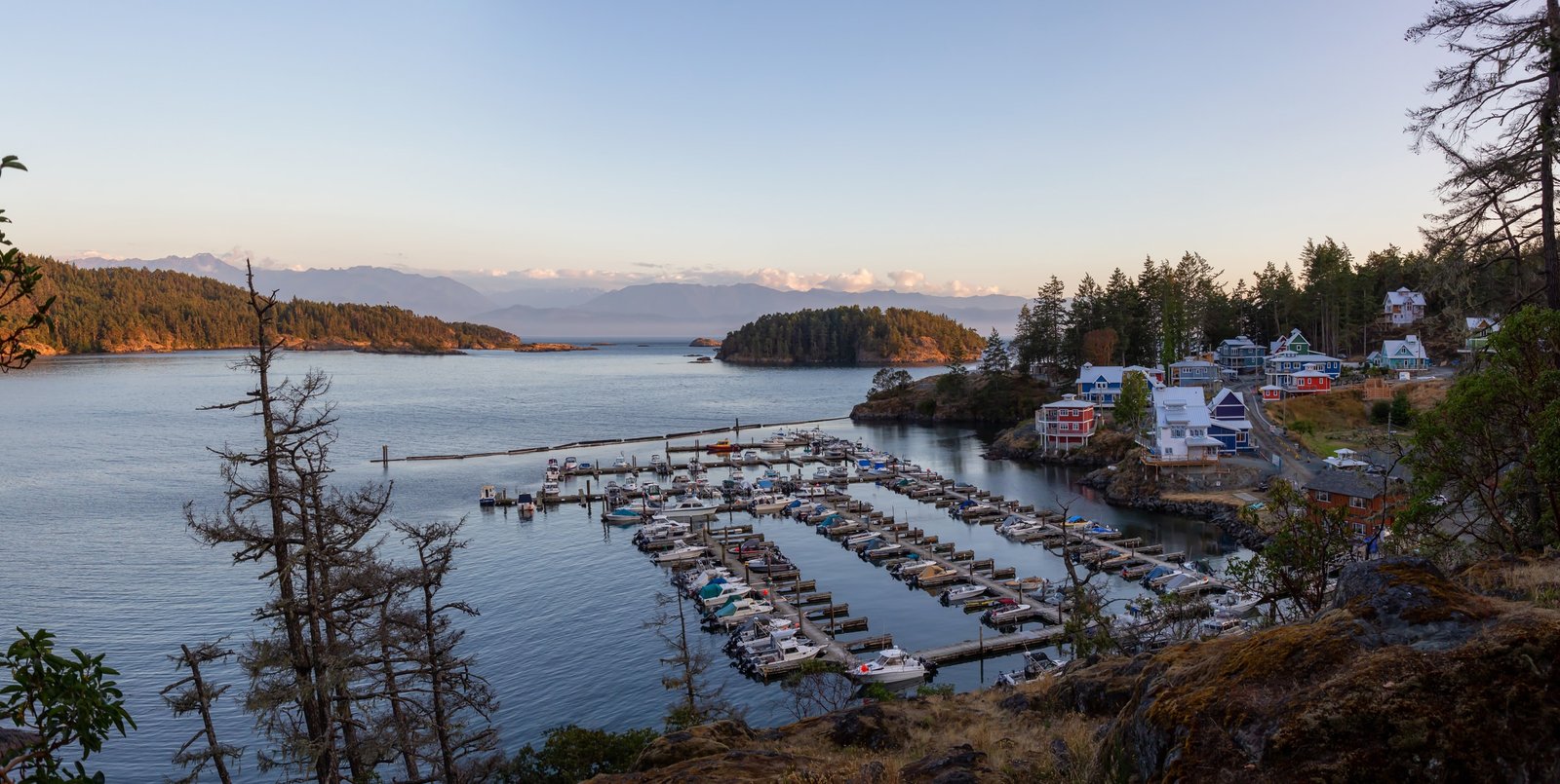 Marina and residential neighbourhood in Sooke, Vancouver Island.