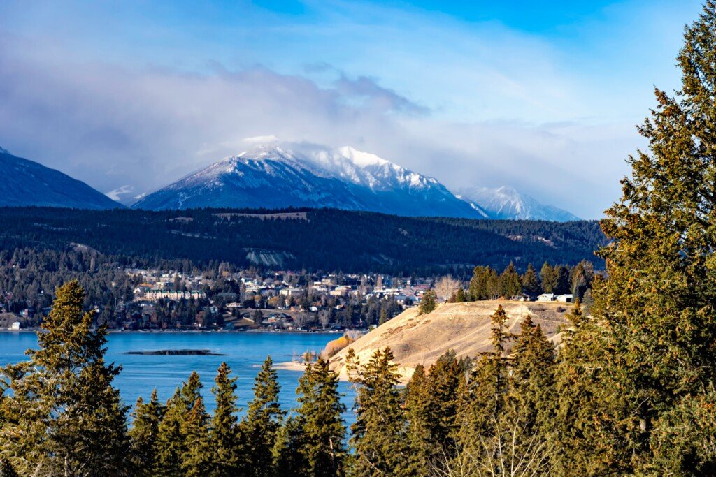 Windermere Lake and Invermere in the East Kootenays near Radium Hot Springs British Columbia.