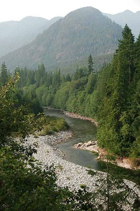 Nimpkish River and Mt. Ashwood, from Woss on North Vancouver Island