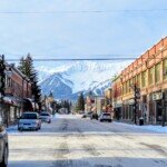 A view down the streets of downtown Fernie (A popular ski town in the Rockies).