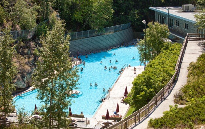 Radium Hot Springs is a natural hot pool (one of few) in the mountainous region.