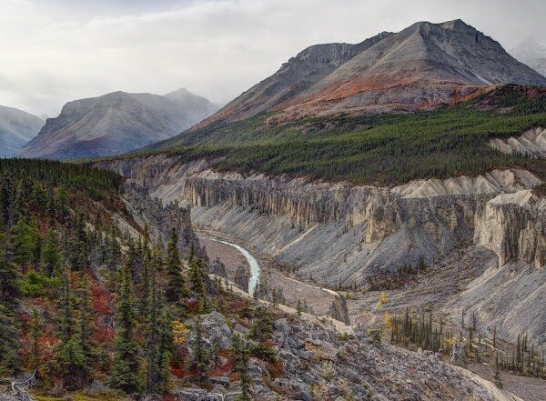 A scenic view of the Northern Rocky Mountains Provincial Park showcasing its natural beauty.