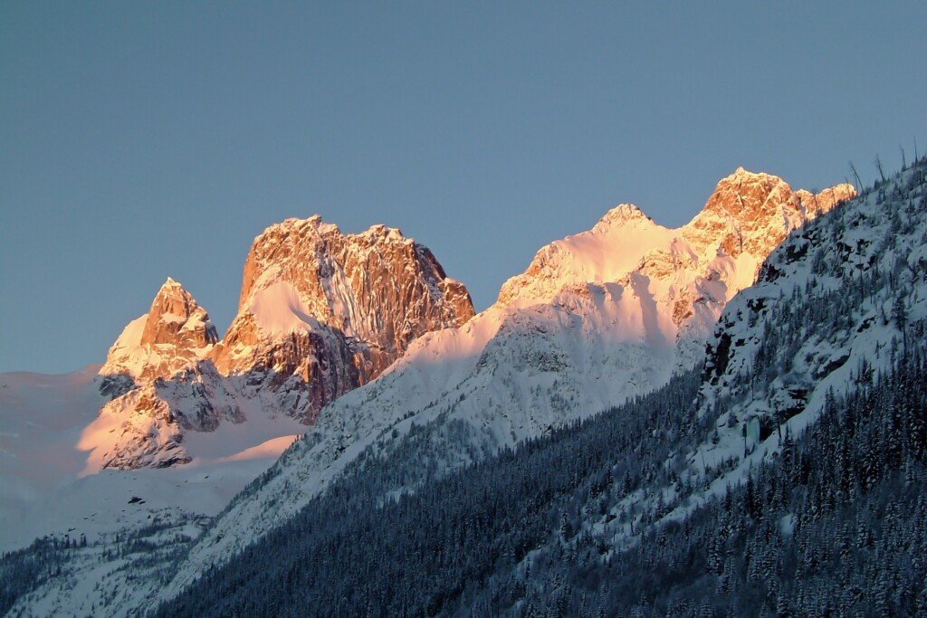 Snowy Purcell Mountains in Bugaboo Provincial Park, British Columbia.