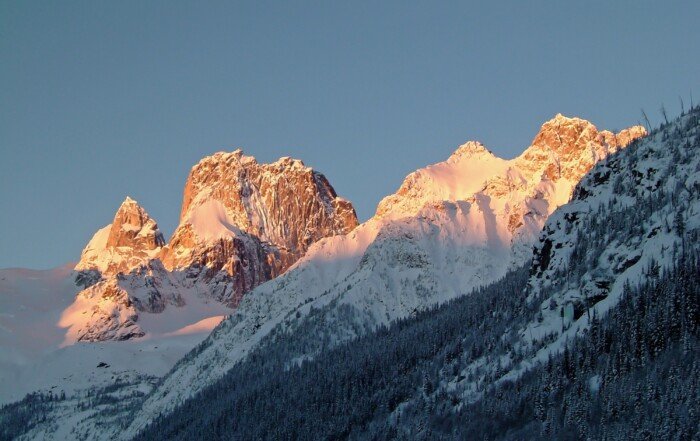 Snowy Purcell Mountains in Bugaboo Provincial Park, British Columbia.