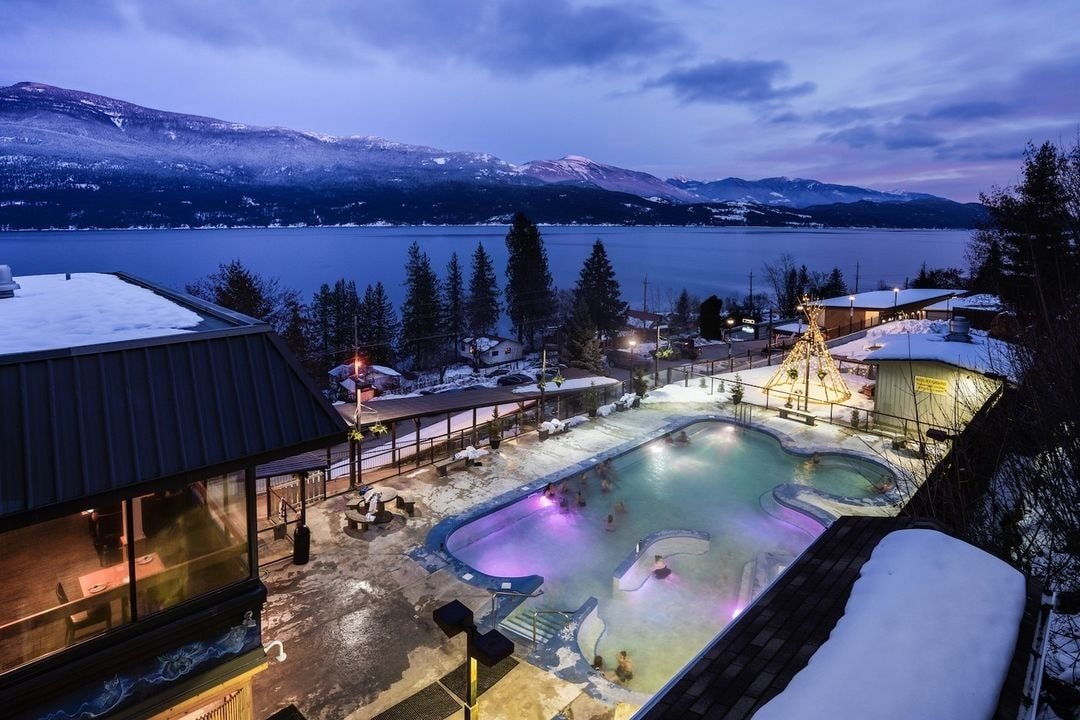 Ainsworth Hot Springs along the shores of Kootenay Lake.