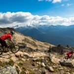 Alpine riding on the "Top of the World" trail at Whistler's Bike Park.