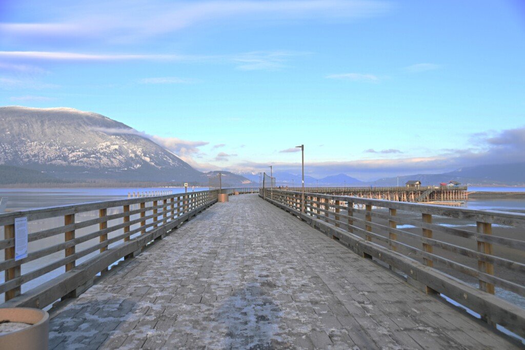 Salmon Arm Wharf overlooking Shuswap Lake in the wintertime.