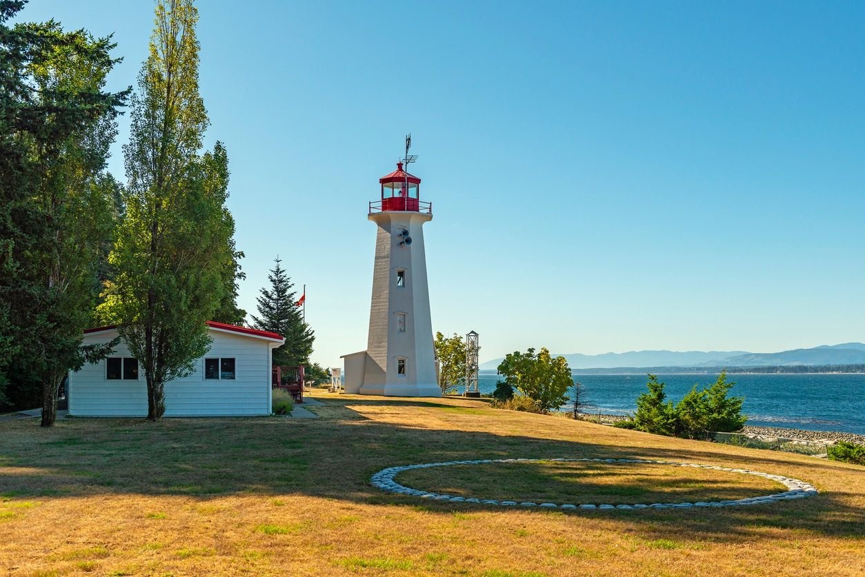 Quadra Island lighthouse view from a kayaking trip