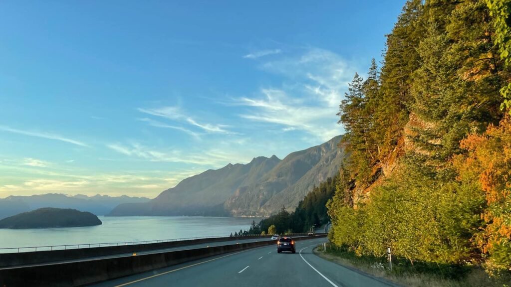 Sea to Sky Highway during British Columbia shoulder season - scenic coastal mountain drive